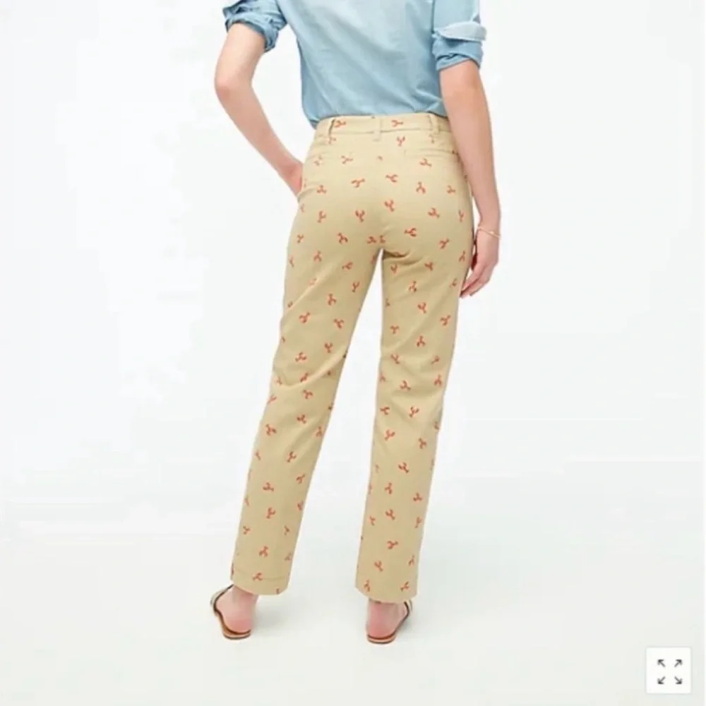 J.Crew High Rise Girlfriend Chino Lobster Print Khaki Pants 6 - Picture 3 of 9